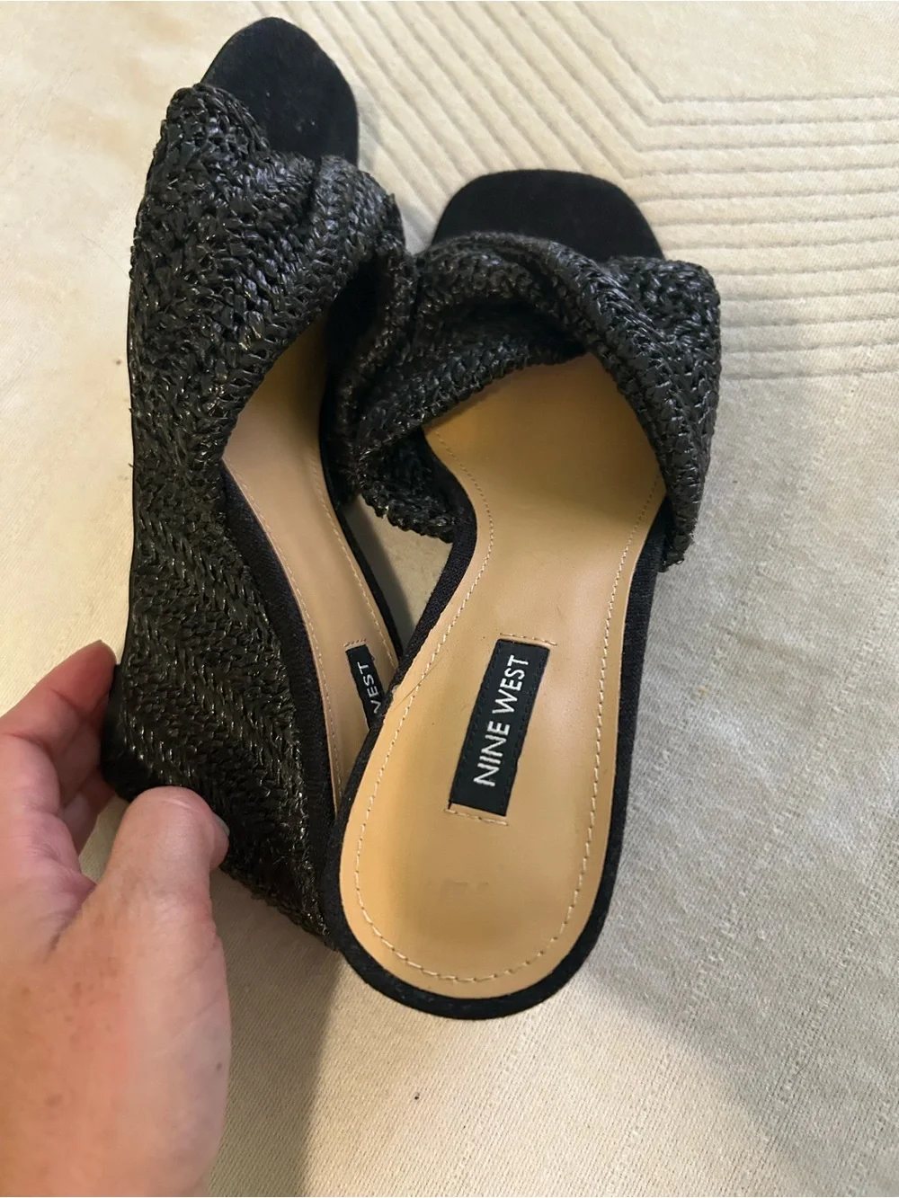 Nine West Raffia Nikhil Twist Wedge Sandals